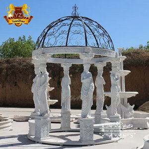 Gazebo rond en marbre élégant de décoration de jardin extérieur de luxe avec toit en fer pavillon bois pierre cadre pergola arc tonnelle vente - Product Image 3
