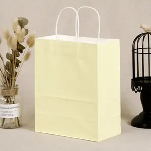 Più economico riciclato eco-friendly borsa a mano di carta con manici sacchetti di carta per scarpe abbigliamento imballaggio durevole fondo marrone