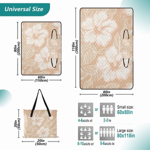 ผ้าห่มลายฮาวายสำหรับกิจกรรมกลางแจ้ง ผ้าปูชายหาดแบบพกพา กันน้ำ พับเก็บได้ มีซิป กระเป๋าหิ้วสำหรับช้อปปิ้ง ผ้าปูปิกนิก - Product Image 2
