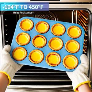 Moule à muffins en silicone sans BPA et compatible lave-vaisselle, 12 cavités, pour la préparation de muffins et de gâteaux - Product Image 6