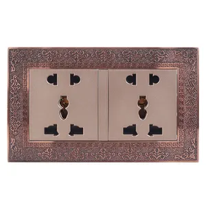 New multi-function universal bronze electric USB wall switch socket home electrical wall switch and socket
