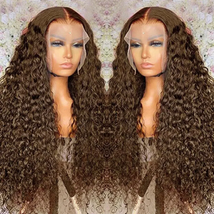 Wig Rambut Asli HD Cokelat Tua 13x4 Body Wave Lace Front Wig Brasil  Lace Frontal Wig Wanita Remy Berwarna - Product Image 6