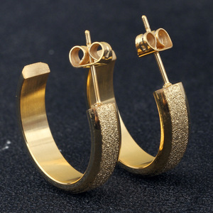 Rose Gold <b>Titanium</b> Steel <b>Stud</b> Earrings 5mm Letter Geometric Minimalist Fashion Jewelry - Product Image 4