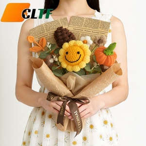 Bouquet di Girasoli all'Uncinetto Fatto a Mano con Confezione Regalo, Regalo per la Festa degli Insegnanti, Decorazione Autunnale a Forma di Zucca, Regali per la Festa della Mamma - Product Image 1