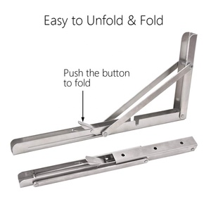 الثقيلة الفولاذ المقاوم للصدأ قابل للتعديل زاوية طاولة من الخشب الزاوية المعادن جدار جبل العائمة L للطي قوس الرف - Product Image 3