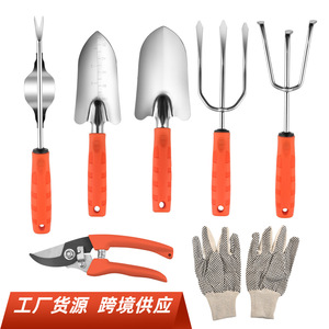 ชุดเครื่องมือทำสวนพร้อมด้ามจับสีส้มตามหลักสรีรศาสตร์ พลั่ว คราด ส้อม ที่ถอนวัชพืช สำหรับปลูกต้นไม้กลางแจ้งและปลูกดอกไม้ - Product Image 5