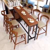 Ensemble de mobilier de restaurant moderne en bois massif pour café et restaurant, tabourets de bar et table haute