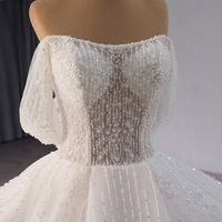 Robe de mariée élégante et modeste en cristal sur l'épaule Robes de bal de mariée à paillettes Robes de mariée pour femmes Rsm241052
