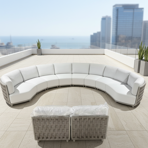 Meubles de <span class=keywords><strong>jardin</strong></span> modernes en métal pour l'extérieur et l'intérieur, canapé en forme de L pour 10 personnes avec table, <span class=keywords><strong>salon</strong></span> de <span class=keywords><strong>jardin</strong></span>, canapé imperméable, ensembles de meubles de <span class=keywords><strong>jardin</strong></span> - Product Image 6