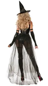 パテントレザーのセクシーな結合された悪魔の魔女の衣装魔法使いの大人の女性のコスプレ衣装