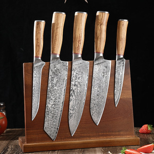 Juego de <span class=keywords><strong>cuchillos</strong></span> de Chef japonés de madera de olivo, 5 uds., acero damasco Vg10, 67 capas, acero al carbono, Chef Santoku, juego de <span class=keywords><strong>cuchillos</strong></span> universales - Product Image 6