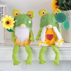 FP-022 vente chaude mignon grenouille tricoté chapeau nain en peluche poupée scène maison vacances cadeau pour enfants décoration poupée - Product Image 5