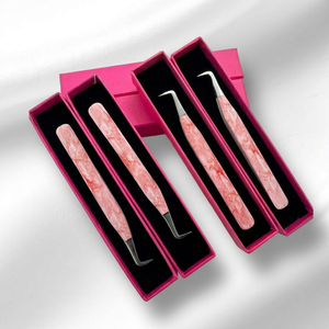 Extensions de cils en acier inoxydable à pointe en fibre lisse, recouvertes de papier cerise, 10 mm, courbure 90 degrés, modèle Spider - Product Image 1