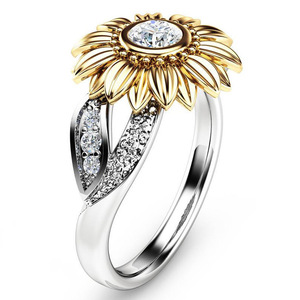 New Fashion Women Jewelry <strong>Sunflower</strong> Silver Crystal Wedding <strong>Rings</strong> for Women - Product Image 4