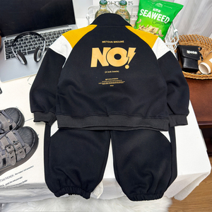 Nouvel ensemble <span class=keywords><strong>de</strong></span> survêtement décontracté en coton pour garçons, style 2026, avec sweat-shirt tendance à col montant, 2 pièces pour enfants - Product Image 2