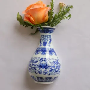 Dorp Versand Mini Bud Vase Chinesische Bule und weiße Keramik Vase Wandbehang Vase Set mit Flach bildschirm für Home Decor