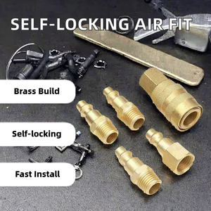 Brass Pneumatic Self-locking Air Compressor Trachea Straight American <b>Connector</b> 1/4NPT <b>Quick</b>-install Brass <b>Connector</b> - Product Image 2