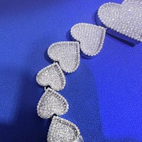 Bracelet à breloques en forme de cœur personnalisé en moissanite VVS, 8 pouces, argent sterling 925, plaqué argent, luxe, tendance hip-hop, unisexe
