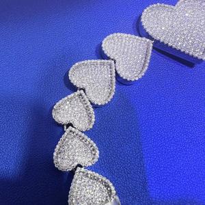 Bracelet Cœur Personnalisé Moissanite VVS Sertie de Pierres, 8 Pouces, en Argent Sterling 925 Plaqué Or Blanc, Tendance Hip Hop - Product Image 2