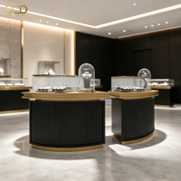 Vitrine à bijoux en verre trempé noir sur mesure avec éclairage LED verrouillable pour salle d'exposition et magasin de détail