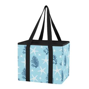Starfish Coral Shopping <b>Bag</b> <b>Reusable</b> Tote Grocery Carry <b>Bag</b> Beach Market Carryall - Product Image 1