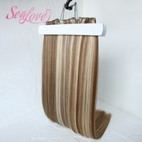 Extensiones de Cabello Invisibles de Doble Trama con Color Balayage, Cabello Humano 100% Natural Liso, para Salón de Belleza