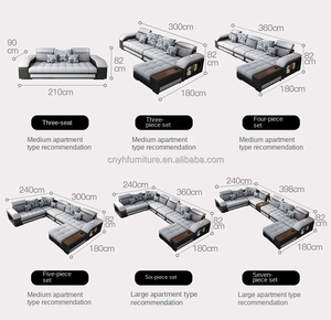 Juego de Sofás Seccionales Modernos de Lujo en Forma de U, de Tela, para Sala de Estar, Muebles para el Hogar, <span class=keywords><strong>Sofá</strong></span> de 7 <span class=keywords><strong>Plazas</strong></span> - Product Image 3