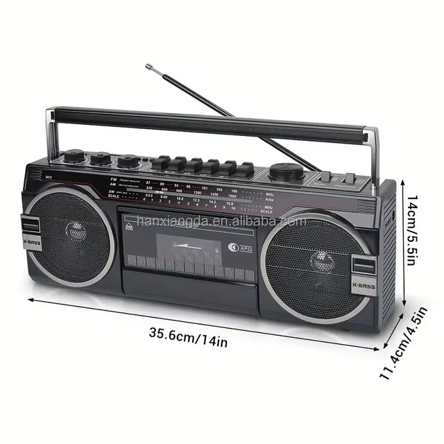 Retro Fortune HXD-P2 Boom Box Cassette Tape Recorder Player USB TF BT Music Play Walkman Hi Fi Stereo Speaker