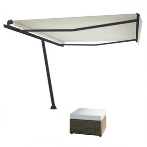 Auvent en fer anthracite 177,2x96,5 pouces, fixation murale, pare-soleil rétractable pour terrasse, couverture extérieure, style moderne, commande manuelle - Product Image 1