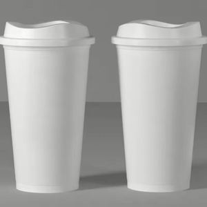 Gobelet à café réutilisable en plastique blanc sans BPA en matériau PP avec couvercle, compatible lave-vaisselle, usage commercial, commandes en gros - Product Image 5