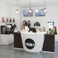 Comptoir de service en pierre artificielle résistant aux rayures, durée de vie de 10 ans, pour café, avec logo personnalisé
