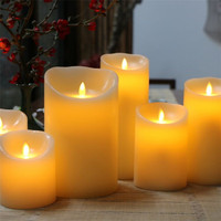 Bougie LED de mariage, bougie pilier, bougies de Noël à piles, bougies LED sans flamme, bougies vacillantes avec télécommande, flamme mobile