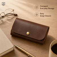 Pochette Mini Imperméable en Cuir Véritable avec Rabat à Bouton-Pression, Porte-Cartes et Porte-Monnaie, Cadeau d'Entreprise OEM, Impression Sérigraphique, Vente en Gros