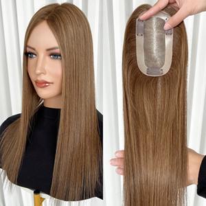 Cabello Humano Virgen Europeo 100% Natural, Color Marrón Balayage, Base Mono 3x5.5, Topper para Mujer con Pérdida de Cabello, Venta al por Mayor de Fábrica - Product Image 1