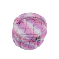 Nouvelle Trousse de Toilette de Voyage Ronde Dégradée Style Ins pour Femme, Douce et Moelleuse, en Nylon avec Fermeture Éclair Bidirectionnelle