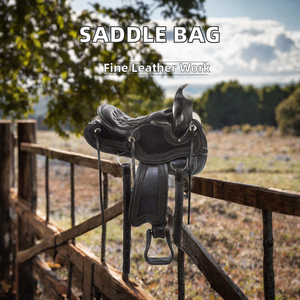 Silla de montar western de cuero premium, duradera, de cuero genuino, para carreras de barriles, con estructura de fibra y herrajes de acero inoxidable. - Product Image 2