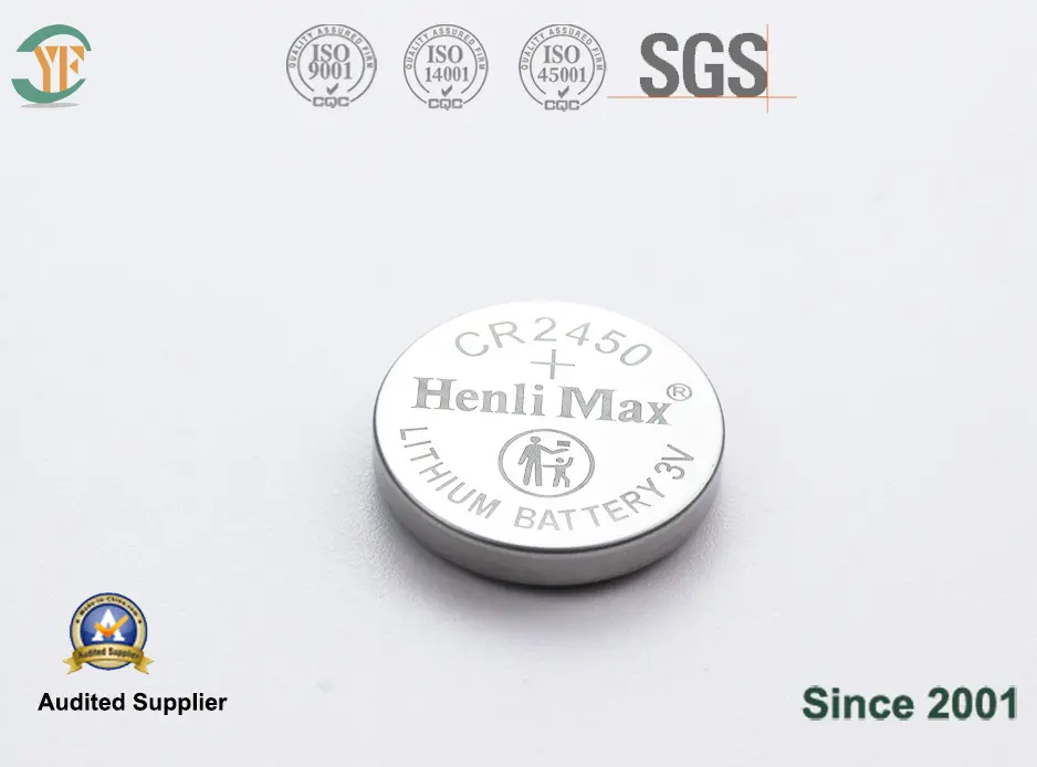 हेनली मैक्स सीआर2450 3वी लिथियम कॉइन सेल बैटरी औद्योगिक ग्रेड कार की चाबियों, रिमोट कंट्रोल, स्मार्ट डिवाइस और पावर टूल्स के लिए