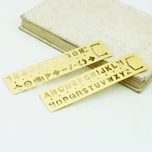 Tùy Chỉnh Brass Thép Không Gỉ Khắc Vẽ Bảng Chữ Cái Số Thước Kim Loại Stencil Bookmark