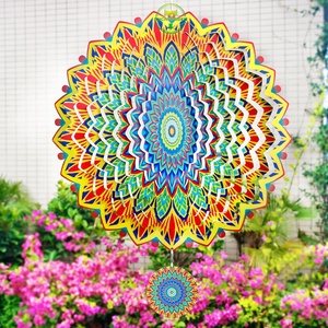 Molinetes de Viento Metálicos al por Mayor, Molinete de Viento Mandala Colgante de 12 Pulgadas para Decoración Navideña en Interiores y Exteriores - Product Image 6