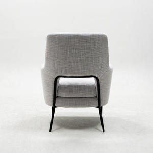 Silla de Lujo Ligera con Base de Acero Inoxidable, Silla de Ocio de Cuero y Tela, Sillón Individual para el Hogar, Hotel, Oficina, Sala de Estar - Product Image 5