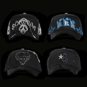 오리지널 퀄리티 재고 있음 할로윈 바바스 모자 스타 메탈 패치 5패널 야구 모자 자수 수염 CT 모자 라인스톤 장식 - Product Image 3