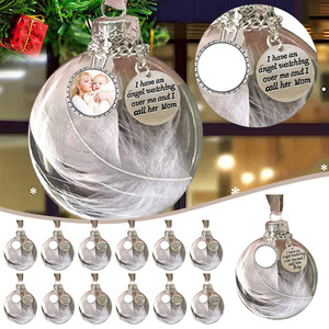RubySub corazón moderno bola conmemorativa adorno <span class=keywords><strong>de</strong></span> <span class=keywords><strong>Navidad</strong></span> colgante <span class=keywords><strong>de</strong></span> plumas transparentes para decoraciones fábrica al por mayor - Product Image 1