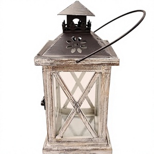 Lanterne en bois de style marocain unique et ronde avec récipient à bougie en béton, verre et pot à bougie en marbre de haute qualité - Product Image 1