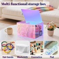 Boîte de rangement en acrylique arc-en-ciel avec couvercle, organisateur élégant pour salle de bain, cuisine, salon, coiffeuse, bureau