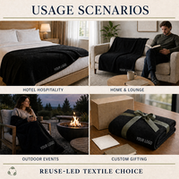 Couverture en polaire de polyester recyclé, taille personnalisée, logo, sangle de transport, approvisionnement B2B pour hôtels, maisons, salons, événements et cadeaux personnalisés