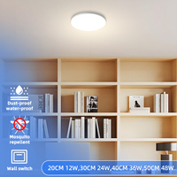 Lustre LED moderne à intensité variable avec surface en acrylique et en métal, montage en surface pour salle de bain, cuisine, salle à manger, salon