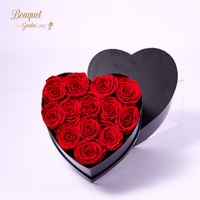 Coffret Cadeau de Fleurs Éternelles en Glycérine en Forme de Cœur pour la Saint-Valentin/Noël/Fête des Mères 2026, Longue Durée (3-5 Ans), OEM/ODM