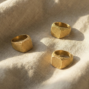 Stainless steel grain pattern <b>ring</b>, retro square wide <b>ring</b>, <b>cross</b>-border best-selling accessory - Product Image 3