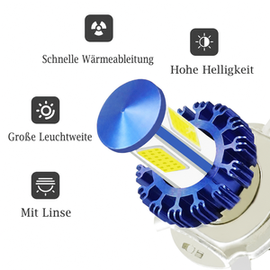 Phare avant de moto H4 à LED quatre faces 900LM 10W 12-80V, large plage de tension, en aluminium blanc, pour modification et mise à niveau - Product Image 3