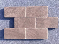 Grès brun violet chinois naturel avec motif de veines de bois dalles de grès bloc de carreaux pavé de pas aiguisé flammé